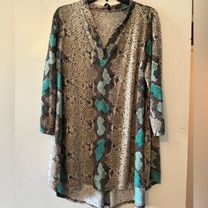 Glitzy Girlz Snakeskin Tunic with Teal Highlights